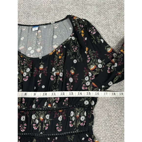 Old Navy Top Womens Small Lot Of 2 Dark Floral Peasant Smocked Boho - Picture 16 of 16